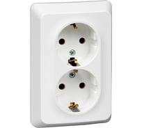 Двойная розетка Systeme Electric ЭТЮД, С/У с заземлением, без шторок, 16А 250B белый PC16-107B