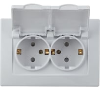 Розетка Intro Plano, 2х2PE, Schuko, с крышкой, со шторками, 16А, 250В, IP20, скрытой установки, IP44, белый, 10/100 Б0048034