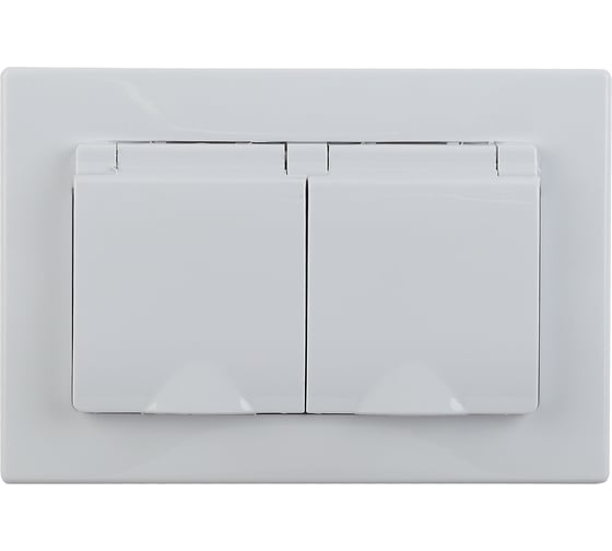 Розетка Intro Plano, 2х2PE, Schuko, с крышкой, со шторками, 16А, 250В, IP20, скрытой установки, IP44, белый, 10/100 Б0048034