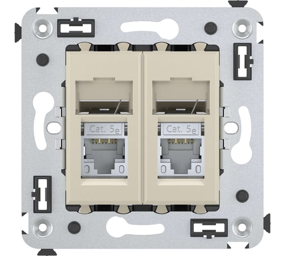 Двойная розетка DKC, Avanti RJ45, в стену, экранированная, категория 5e, ванильная дымка 4405364