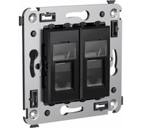 Двойная розетка DKC, Avanti RJ45, в стену, категория 5e, черный квадрат 4402464