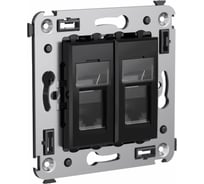 Двойная экранированная розетка DKC, Avanti, черный квадрат, RJ45, в стену, 5e 4402364