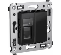 Одинарная розетка DKC, Avanti, черный квадрат, RJ45, в стену, 5e 4402463