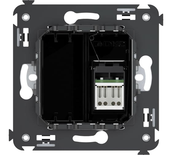 Одинарная розетка DKC, Avanti, черный квадрат, RJ45, в стену, 5e 4402463