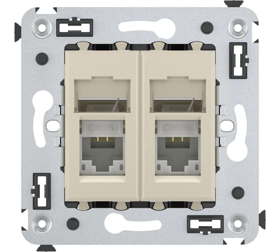 Двойная розетка DKC Avanti, Ванильная дымка, RJ45, в стену, категория 6 4405294