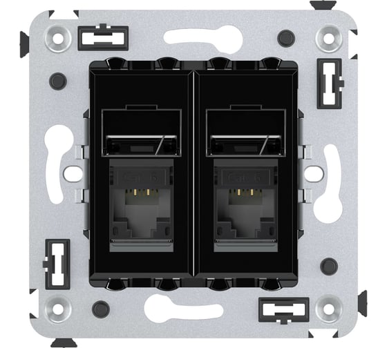 Двойная розетка DKC, Avanti, Черный квадрат, RJ45, в стену, категория 6 4402294