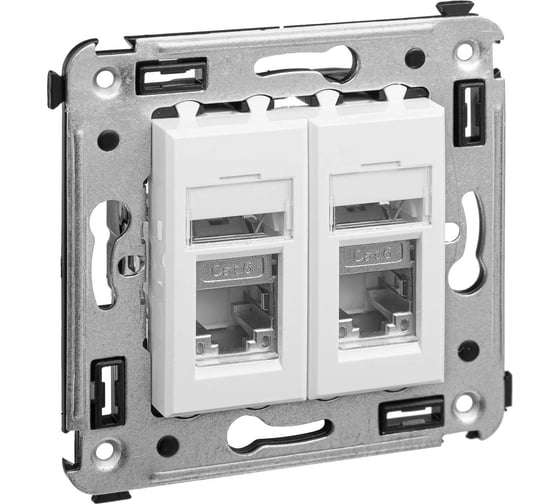 Двойная экранированная розетка DKC, Avanti, Белое облако, RJ45, в стену, категория 6 4400394