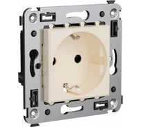 Розетка DKC, Avanti ванильная дымка, с защитными шторками, в стену, 2PE 4405003
