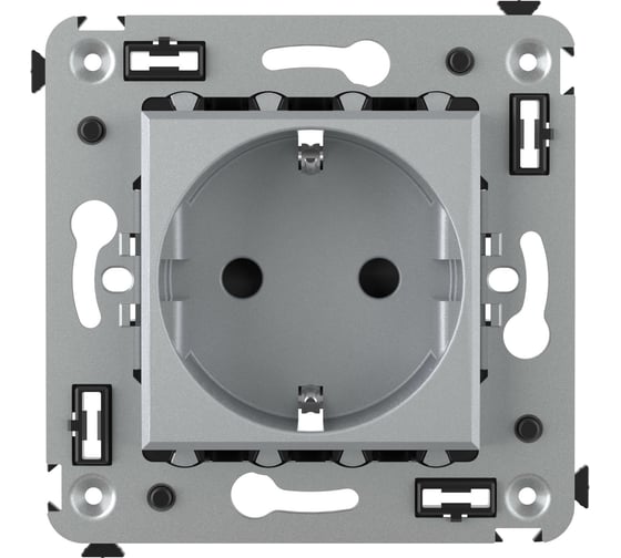 Розетка DKC, Avanti, закаленная сталь, с защитными шторками, в стену, 2PE 4404003