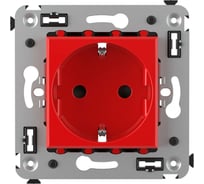 Розетка DKC, Avanti, красный квадрат, с защитными шторками, в стену, 2PE 4401003