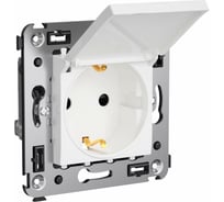 Розетка с крышкой DKC, Avanti, Белое облако, в стену, 2PE 4400013