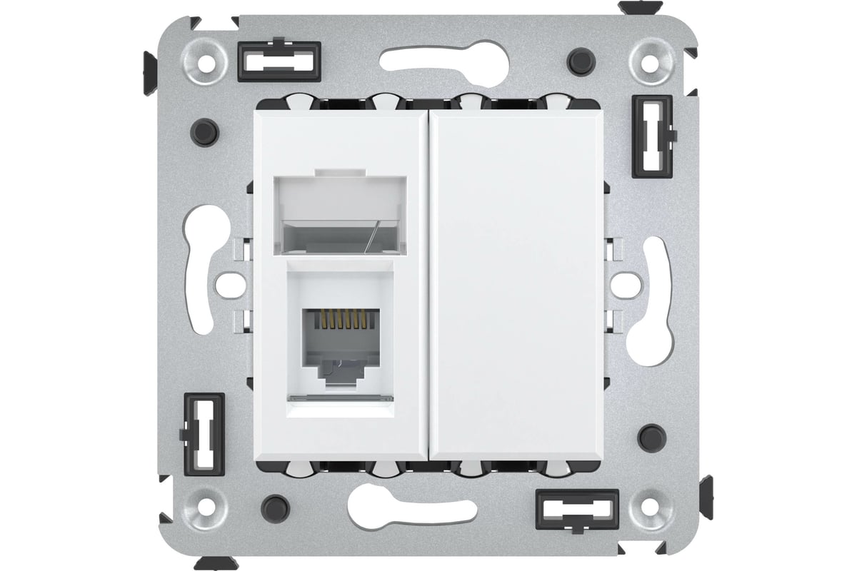 Одинарная телефонная розетка DKC, Avanti, белое облако, в стену 4400313 ...