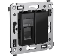 Одинарная телефонная розетка DKC, Avanti, черный квадрат, в стену 4402313