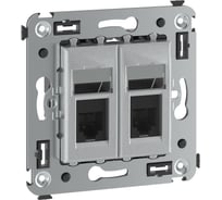 Двойная компьютерная розетка DKC, Avanti, закаленная сталь, RJ45, категория 6, 2 модуля 4404294