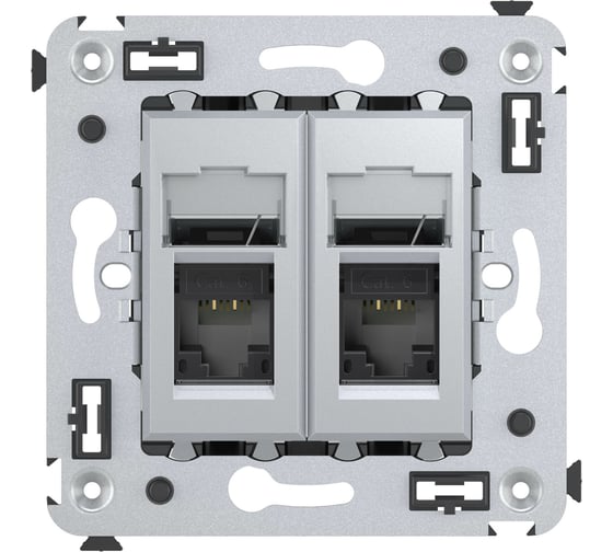 Двойная компьютерная розетка DKC, Avanti, закаленная сталь, RJ45, категория 6, 2 модуля 4404294