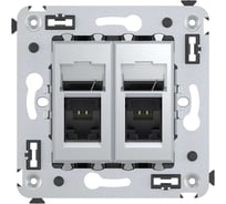 Двойная компьютерная розетка DKC, Avanti, RJ45, в стену, категория 5e, Закаленная сталь 4404464