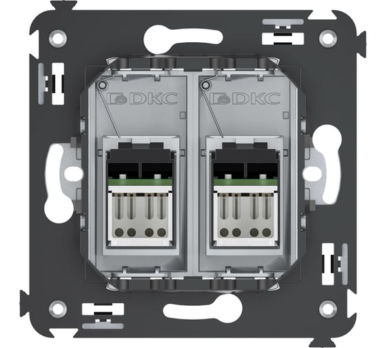 Двойная компьютерная розетка DKC, Avanti, RJ45, в стену, категория 5e, Закаленная сталь 4404464