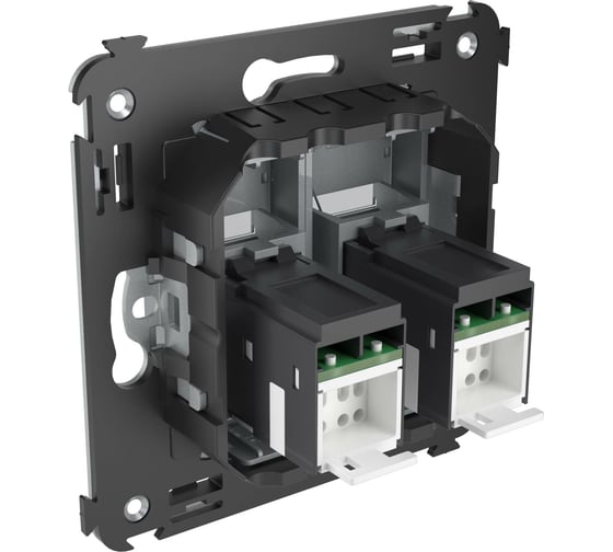 Двойная компьютерная розетка DKC, Avanti, RJ45, в стену, категория 5e, Закаленная сталь 4404464