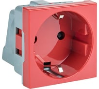 Розетка EKF 45х45, с заземлением, красная, прямая E2MR16-028-70