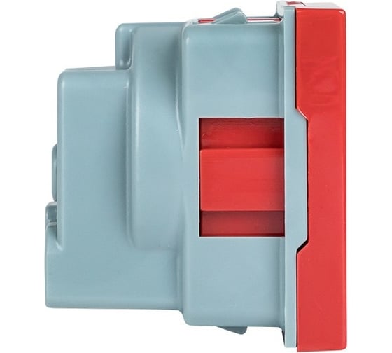 Розетка EKF 45х45, с заземлением, красная, прямая E2MR16-028-70