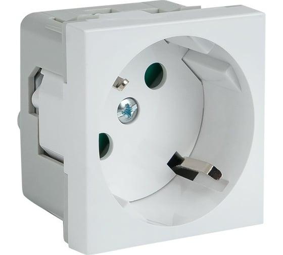 Розетка EKF 45х45 PRO, с заземлением, белая, 45 град E6MR16-028-10-45 1