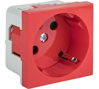 Розетка EKF 45х45 PRO, с заземлением, красная, 45 град E6MR16-028-70-45