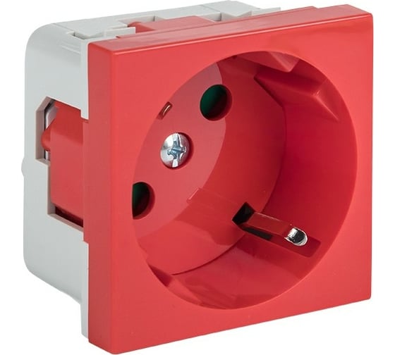 Розетка EKF 45х45 PRO, с заземлением, красная, 45 град E6MR16-028-70-45