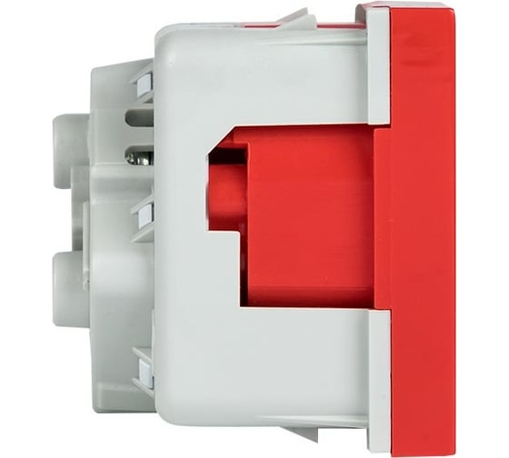 Розетка EKF 45х45 PRO, с заземлением, красная, 45 град E6MR16-028-70-45