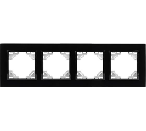 4-местная стеклянная рамка EKF Минск черная Basic ERM-G-404-70 1