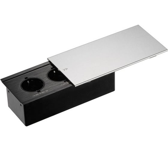 Выдвижная встраиваемая розетка Mebax JX (Slide Top) 2 секции Серебро 200х100х63мм 2 USB (с каб.пит.) 00-00002888 1