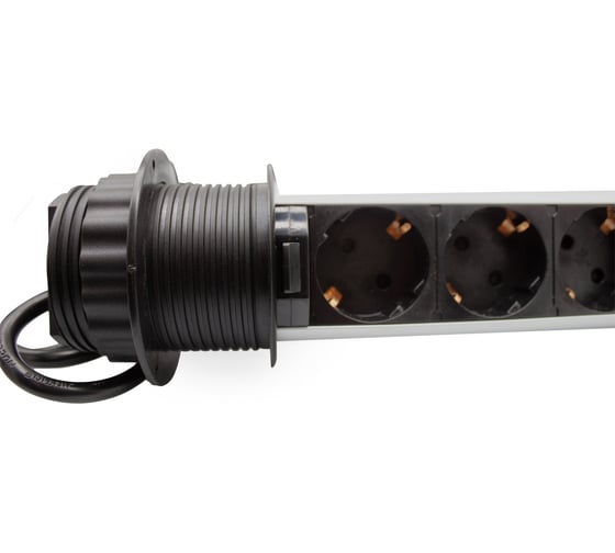 Выдвижная встраиваемая розетка Mebax 105S (J) 3 секции Чёрный Механический d=60мм 00-00002895