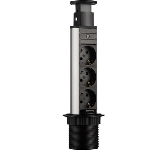 Выдвижная встраиваемая розетка Mebax 105S (J) 3 секции Чёрный Механический d=60мм 00-00002895