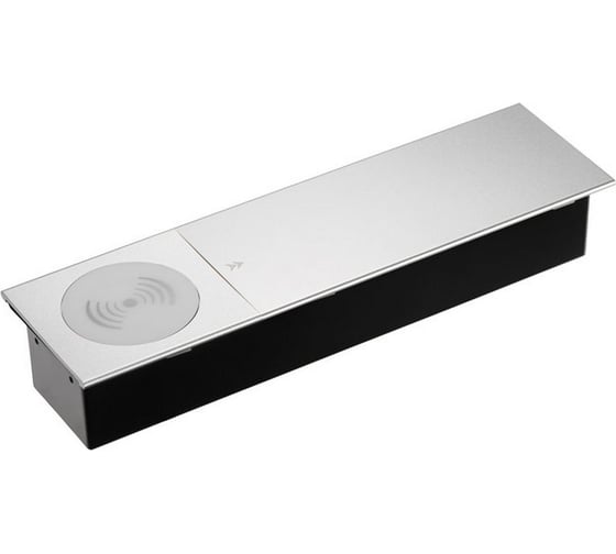 Выдвижная встраиваемая розетка Mebax JX (Slide Top) 2 секции Серебро 350х100х63мм RJ-45 + 2 USB беспр.зарядка (с каб.пит.) 00-00002892