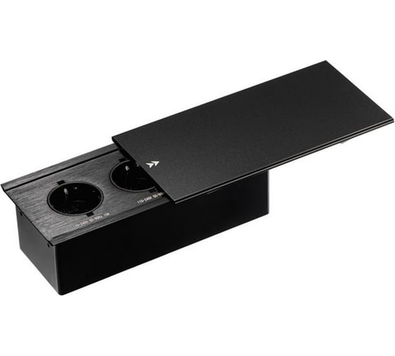 Выдвижная встраиваемая розетка Mebax JX (Slide Top) 2 секции Чёрный 200х100х63мм 2 USB (с каб.пит.) 00-00002889