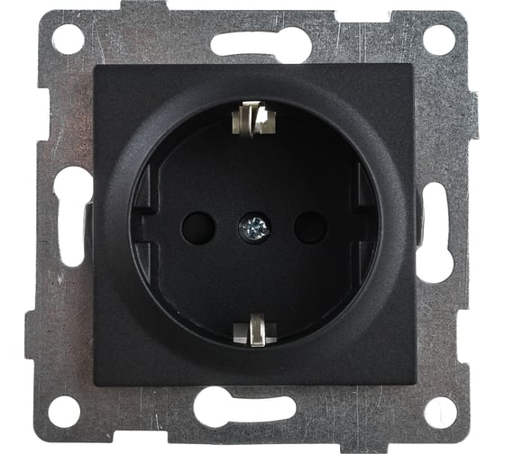 Механизм розетки GUSI ELECTRIC Ugra 1-ой с/з с з/ш, скрытая установка, 16А, 250В, графит С11Р4-010