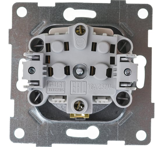 Механизм розетки GUSI ELECTRIC Ugra 1-ой с/з с з/ш, скрытая установка, 16А, 250В, графит С11Р4-010
