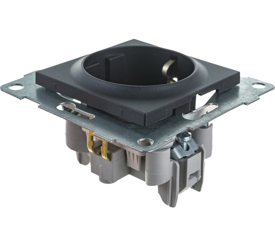 Механизм розетки GUSI ELECTRIC Ugra 1-ой с/з с з/ш, скрытая установка, 16А, 250В, графит С11Р4-010