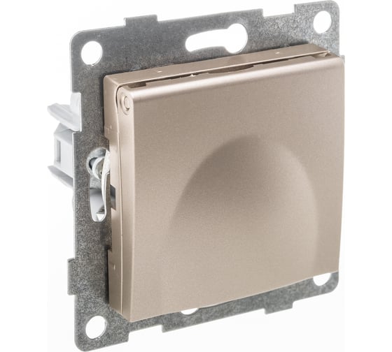 Механизм розетки с крышкой GUSI ELECTRIC Bravo 1-ой с/з с з/ш, СУ, 16А, 250В, шампань С10Р91-027