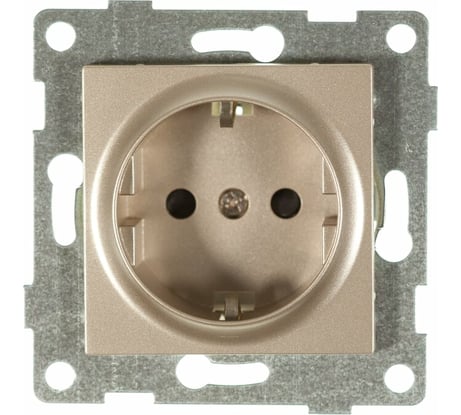 Механизм розетки GUSI ELECTRIC Ugra 1-ой с/з с з/ш, СУ, 16А, 250В, шампань С11Р4-027