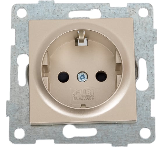 Механизм розетки GUSI ELECTRIC Ugra 1-ой с/з с з/ш, СУ, 16А, 250В, шампань С11Р4-027