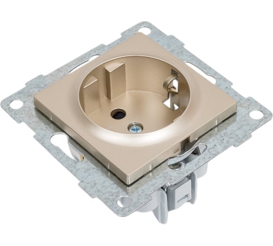 Механизм розетки GUSI ELECTRIC Ugra 1-ой с/з с з/ш, СУ, 16А, 250В, шампань С11Р4-027