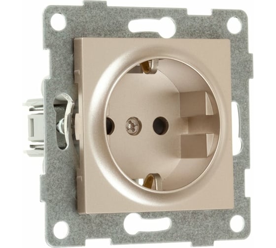 Механизм розетки GUSI ELECTRIC Ugra 1-ой с/з с з/ш, СУ, 16А, 250В, шампань С11Р4-027