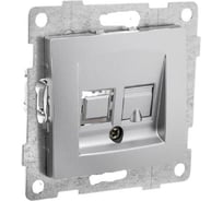 Механизм телефонной розетки GUSI ELECTRIC Ugra RJ12, одинарной, СУ, серебро С11Т1-004