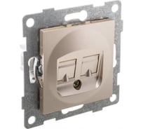 Механизм компьютерной розетки GUSI ELECTRIC Ugra RJ45, двойной, СУ, шампань С11К2-027