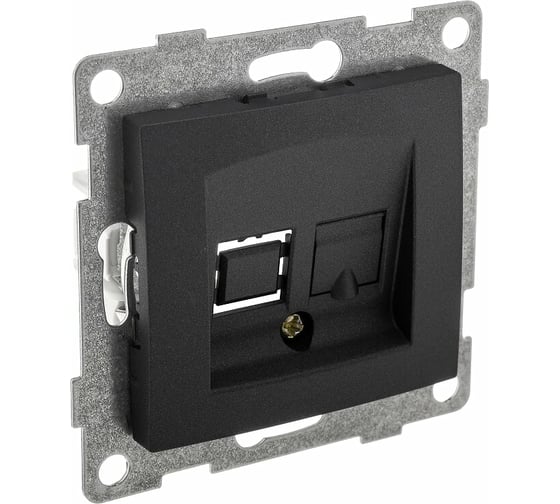 Механизм компьютерной розетки GUSI ELECTRIC Ugra RJ45, одинарной, СУ, графит С11К1-010