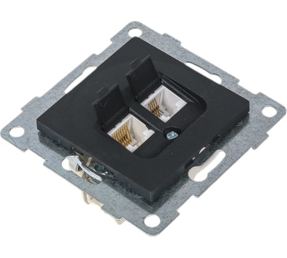 Механизм комбинированной розетки GUSI ELECTRIC Ugra RJ45, RJ12, СУ, графит С11КТ-010