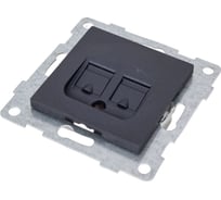 Механизм компьютерной розетки GUSI ELECTRIC Ugra RJ45, двойной, СУ, графит С11К2-010