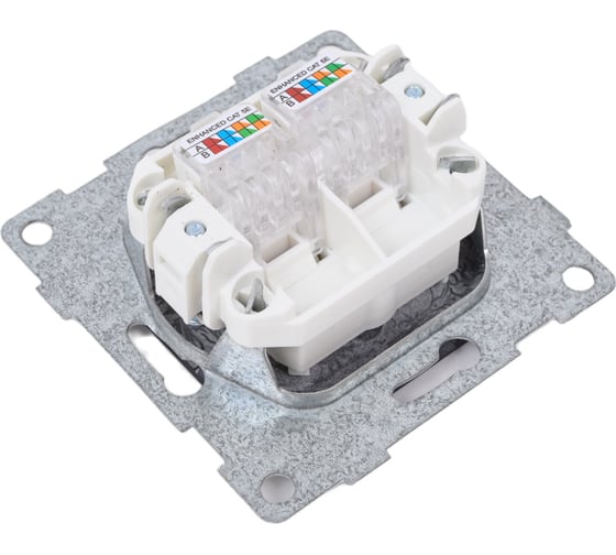Механизм компьютерной розетки GUSI ELECTRIC Ugra RJ45, двойной, СУ, графит С11К2-010
