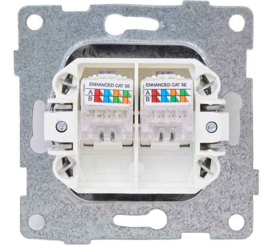 Механизм компьютерной розетки GUSI ELECTRIC Ugra RJ45, двойной, СУ, графит С11К2-010