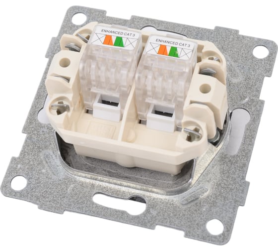 Механизм телефонной розетки GUSI ELECTRIC Ugra RJ12, двойной, СУ, графит С11Т2-010